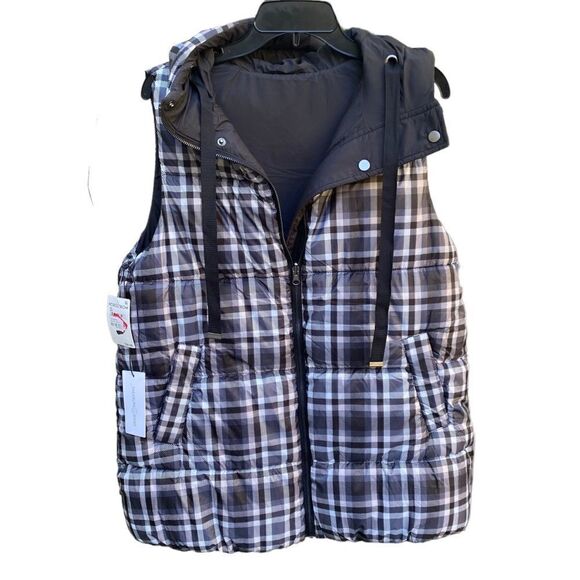 Treasure & Bond Reversible Check Puffer Ski Vest Oversized XS NWT - Picture 10 of 14